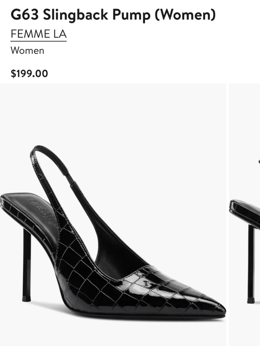 FEMME LA G63 Black Patent Slingback Pump